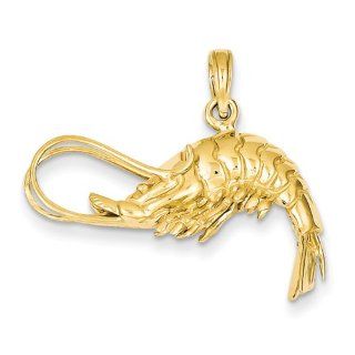 14k Polished 3 Dimensional Shrimp Pendant   Measures 25x27mm   JewelryWeb Necklaces Jewelry