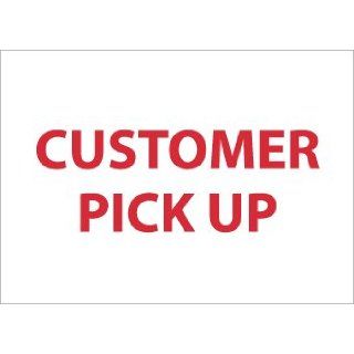 NMC M343RB Restricted Area Sign, Legend "CUSTOMER PICK UP", 14" Length x 10" Height, Rigid Plastic, Red on White Industrial Warning Signs