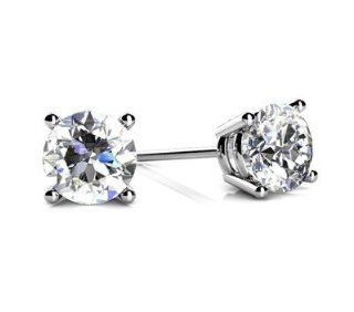 0.22 Carat Round Solitaire Diamond Stud Earrings 14K White Gold D E VS2 SI1 Jewelry