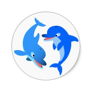 Cute Playing Cartoon Dolphins Sticker
