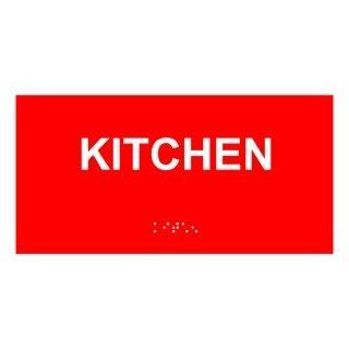 ADA Kitchen Braille Sign RSME 385 WHTonRed Wayfinding  Business And Store Signs 