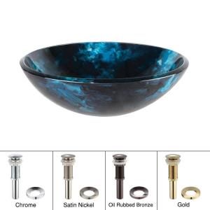 KRAUS Glass Vessel Sink in Boulder Opal with Pop up Drain and Mounting Ring in Gold DISCONTINUED GV 430 G
