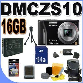 Panasonic Lumix DMC ZS10 14.1 MP Digital Camera with 16x Wide Angle Optical Image Stabilized Zoom and Built In GPS Function (Black) Accessory Saver 16GB Bundle  Point And Shoot Digital Camera Bundles  Camera & Photo