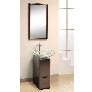 DreamLine Modern Glass 10 inch Slim Line Mahogany Vanity Set DreamLine Bathroom Vanities
