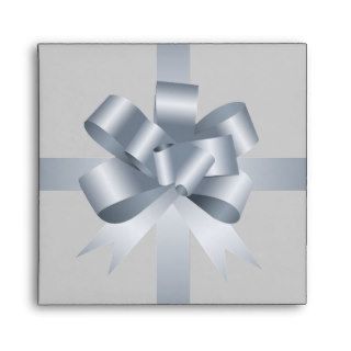 Silver gray bow ribbon holiday gift square CD Envelope