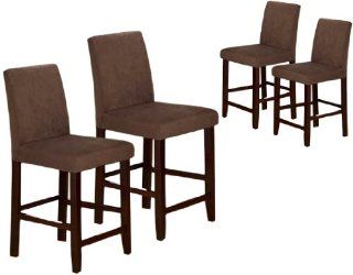 4 New 24" Espresso Cappuccino Padded Seat Cushion & Backrest Counter Height Bar Stools   Barstools With Backs