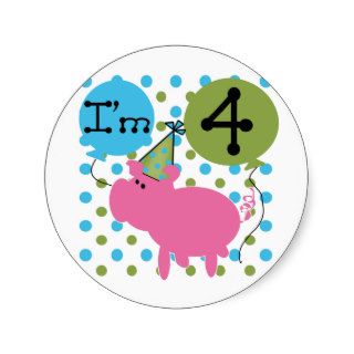 Pig 4th Birthday Tshirts and Gifts Sticker