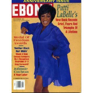 Ebony November 1996 Patti LaBelle on Cover, Johnnie Cochran/Year After O.J. Simpson Trial, The Fugees, Black Civil War Soldiers, Medal of Freedom Awards Ebony Magazine Books