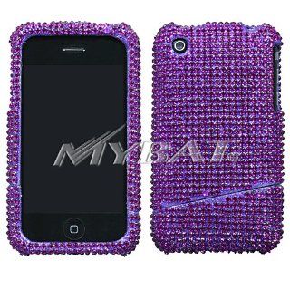 Apple iPhone 3G 3G S Cell Phone Full Purple Slash Crystal Diamonds Bling Protective Case Cover Cell Phones & Accessories