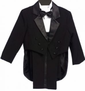 Classykidzshop Formal Black Tuxedo with Tail Cummerbund Bowtie Suit (Baby   20T) Clothing