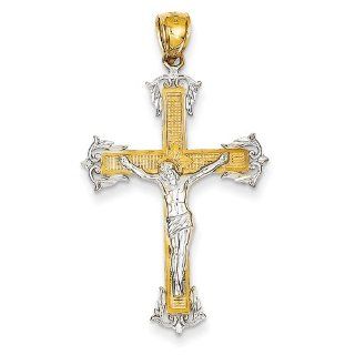14k Two tone Crucifix Pendant, Best Quality Free Gift Box Satisfaction Guaranteed Jewelry