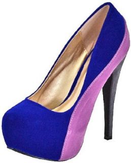 Qupid Penelope 44X Royal Blue Velvet Women Platform Pumps, 9 M US Shoes