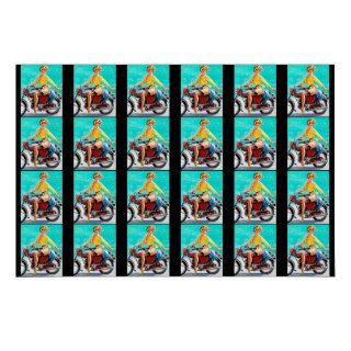 Vintage Motorcycle Rider Gil Elvgren Pinup Girl Gift Wrapping Paper