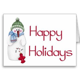Snowman with Singing Birdie   Happy Holidays Card