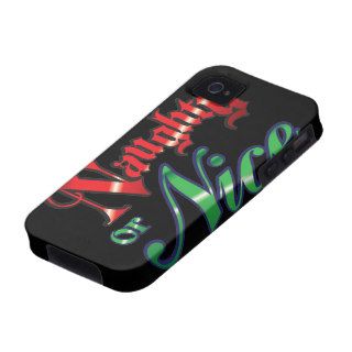 Retro Christmas, Naughty or Nice Red Green Letters iPhone 4 Cover