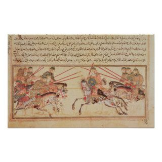 Battle between Mongol tribes, 13th century Poster