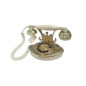 Paramount Corded 1946 Petite Cutie Phone System with Faux Rotary Dial   Ivory and Gold PMT CUTIE