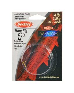 BerkleyTRV4T16 Vanish Fluorocarbon Trout Rig with Treble Hook and 4 Pounds Line Test, Size 16  Fishing Bait Rigs  Sports & Outdoors