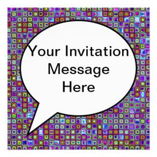 Smoking Purple Funky Retro Mosaic Tiles Pattern Invitation