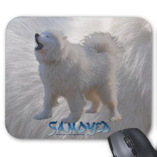 Howling Samoyed Dog on Samoyed Fur BG Pet Mousemat Mouse Pad