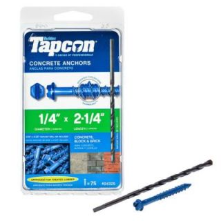 Tapcon 1/4 in. x 2 1/4 in. Hex Washer Head Concrete Anchor (75 Pack) 24325