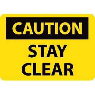 NMC C353P OSHA Sign, Legend "CAUTION   STAY CLEAR", 10" Length x 7" Height, Pressure Sensitive Adhesive Vinyl, Black on Yellow Industrial Warning Signs