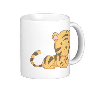 Custom Cute Smiling Cartoon Baby Tiger Cub Mugs