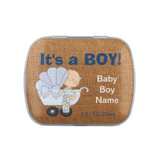 It's a Boy Burlap Candy Tin