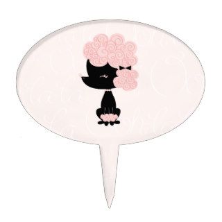 Cute Pink French Poodle Cake Picks