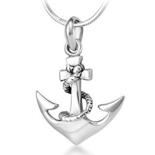 Chuvora Sterling Silver Anchor Necklace Sterling Silver Necklaces