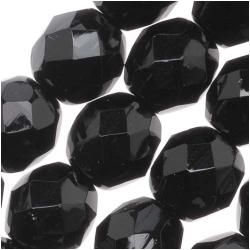 Beadaholique Czech Glass Fire polished Opaque Jet Black Beads (Pack of 50) Beadaholique Loose Beads & Stones