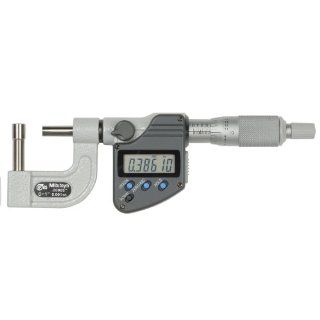 Mitutoyo 395 362 LCD Tube Micrometer, Cylindrical Anvil, Ratchet Stop, 0 1"/0 25.4mm Range, 0.00005"/0.001mm Graduation, +/ 0.00015" Accuracy, 3.6mm Dia. Spherical Tip Outside Micrometers