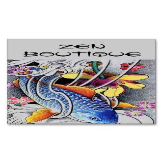 vintage blue koi fish zen boutique business cards