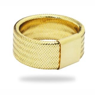 Gioelli 14k Yellow Gold Woven Mesh Wide Band Gold Rings