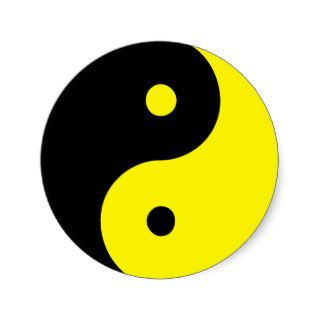 Yin Yang Ying Taoism Sign Chinese Taijitu Yellow Round Stickers