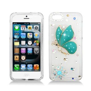[SlickGears] Premium Diamond Encrusted Bling Case for Apple iPhone 5 Turquoise Cell Phones & Accessories