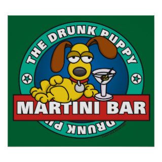 Drunk Puppy Martini Bar Poster