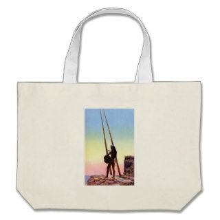 Native American Drum into Sunset Tote Bags