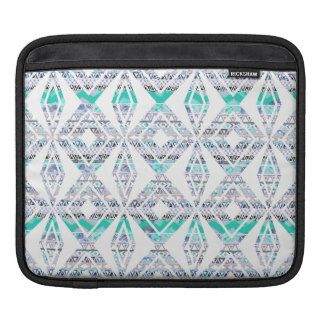 Teal Floral Aztec Geometric Diamond Shapes Pattern Sleeves For iPads
