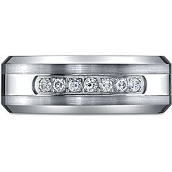 Men's Tungsten Carbide 1/5ct TDW Diamond Comfort fit Band (8 mm) Men's Wedding Bands