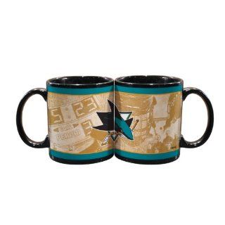 NHL San Jose Sharks 11 Ounce Black Nostalgic Mug (2 Pack)  Sports & Outdoors