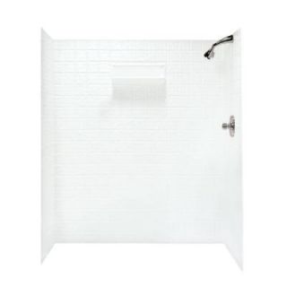 Swan 36 in. x 64 3/4 in. x 71 5/8 in. Five Piece Easy Up Adhesive Shower Wall Kit in White TI 7260 010