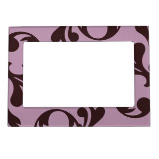 Chic Luxury Ornamental Damask Purple Brown Magnetic Frame