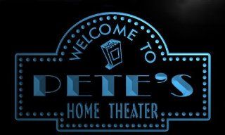 ph374 b Pete's Home Theater Popcorn Bar Beer Neon Light Sign   Business And Store Signs