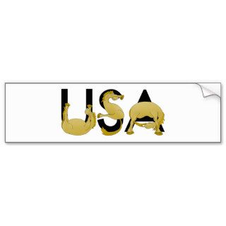 Pony flexing into the letters USA Bumper Sticker