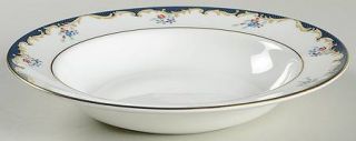 Wedgwood Chartley (Verge) Rim Soup Bowl, Fine China Dinnerware   Blue Edge,Tan S