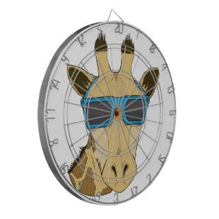 Giraffe with Sunglasses Illustration Dart Board