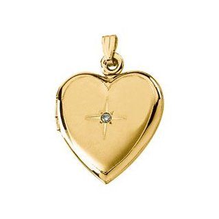 14K Yellow Gold Heart Shaped Locket With Diamond Locket Necklaces Jewelry