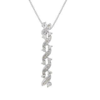 10kt White Gold Dangle Diamond Pendant Necklace (0.21 cttw, H I Color, I2 I3 Clarity), 18" Jewelry