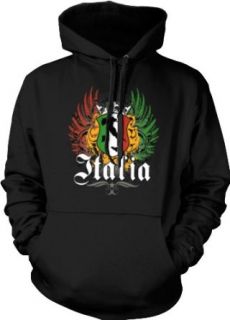 Italia Shield and Wings Mens Sweatshirt, Italy, Italian Pride Shield Pullover Hoodie Novelty Athletic Sweatshirts Clothing